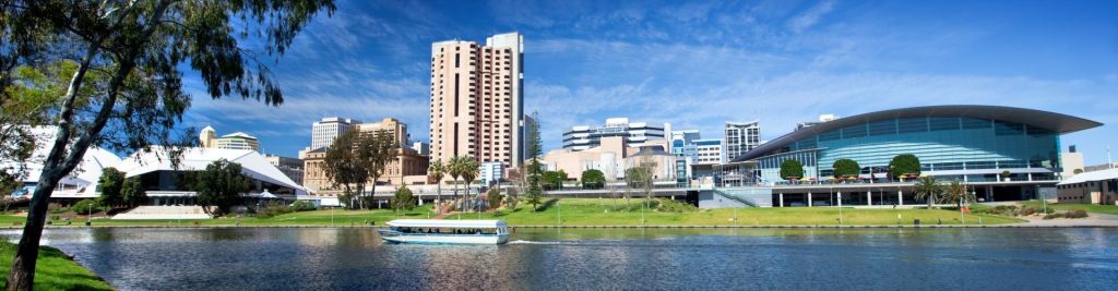 Image of adelaide city the torrens river with buildings in the background